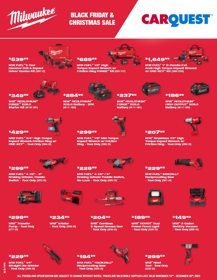 Milwaukee Black Friday & Christmas Flyer - Valid Until Dec 30, 2025