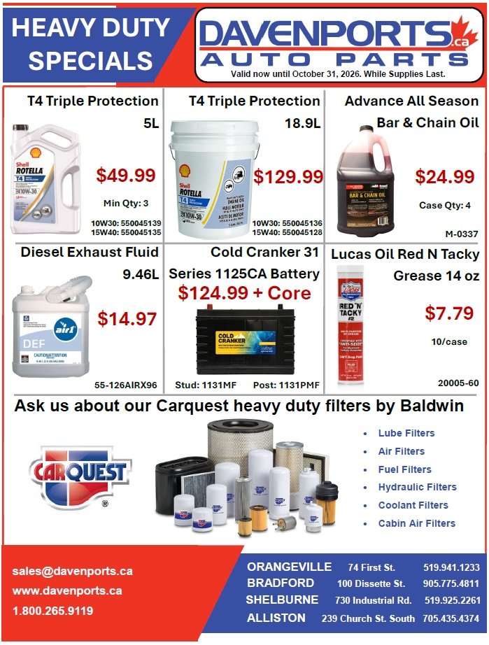 Davenports Fall 2026 HD Oil Specials